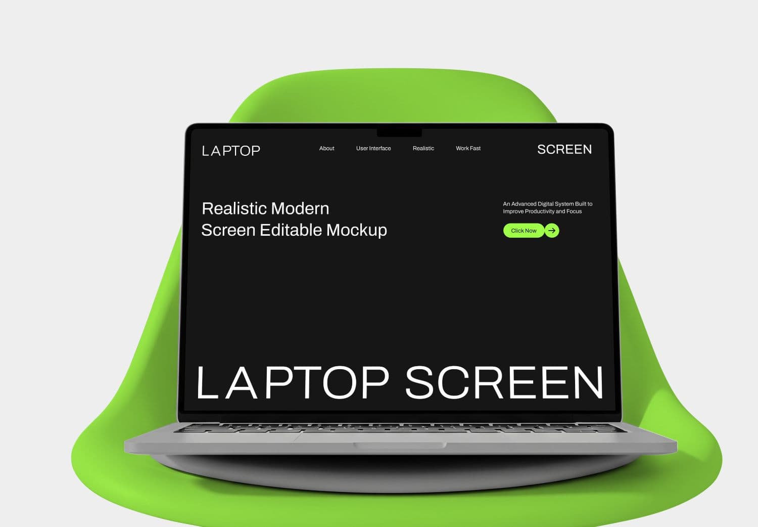 Laptop Screen Mockup with Green Base