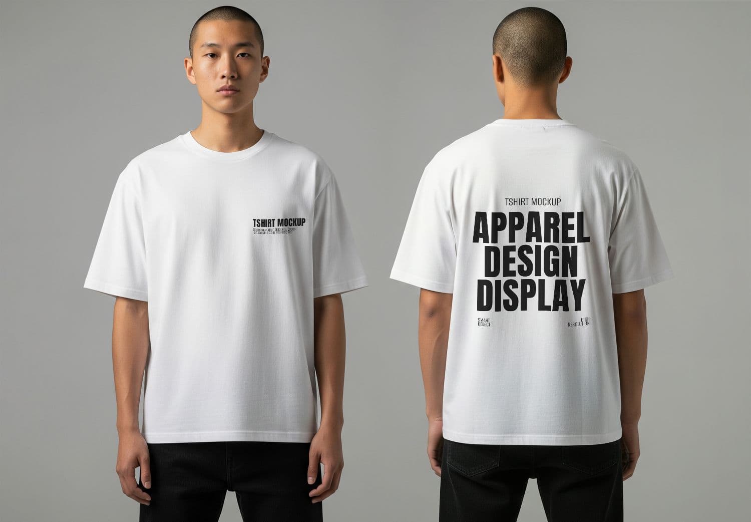 White T-Shirt Front Back Mockup Display