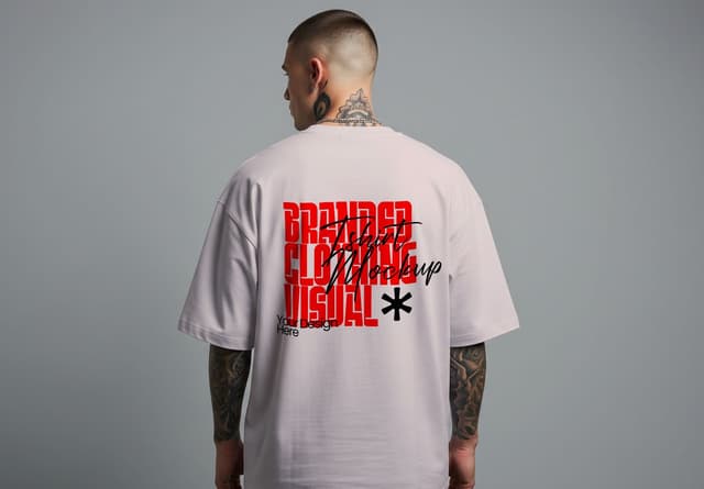 Men's Back T-Shirt Mockup with Tattoo
