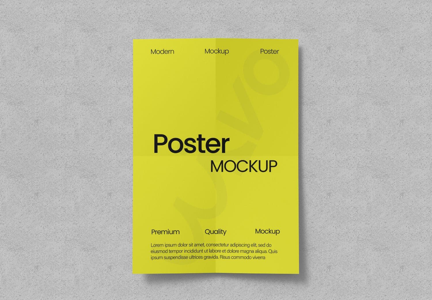 Vibrant Yellow Poster Mockup on Textured Concrete Wall