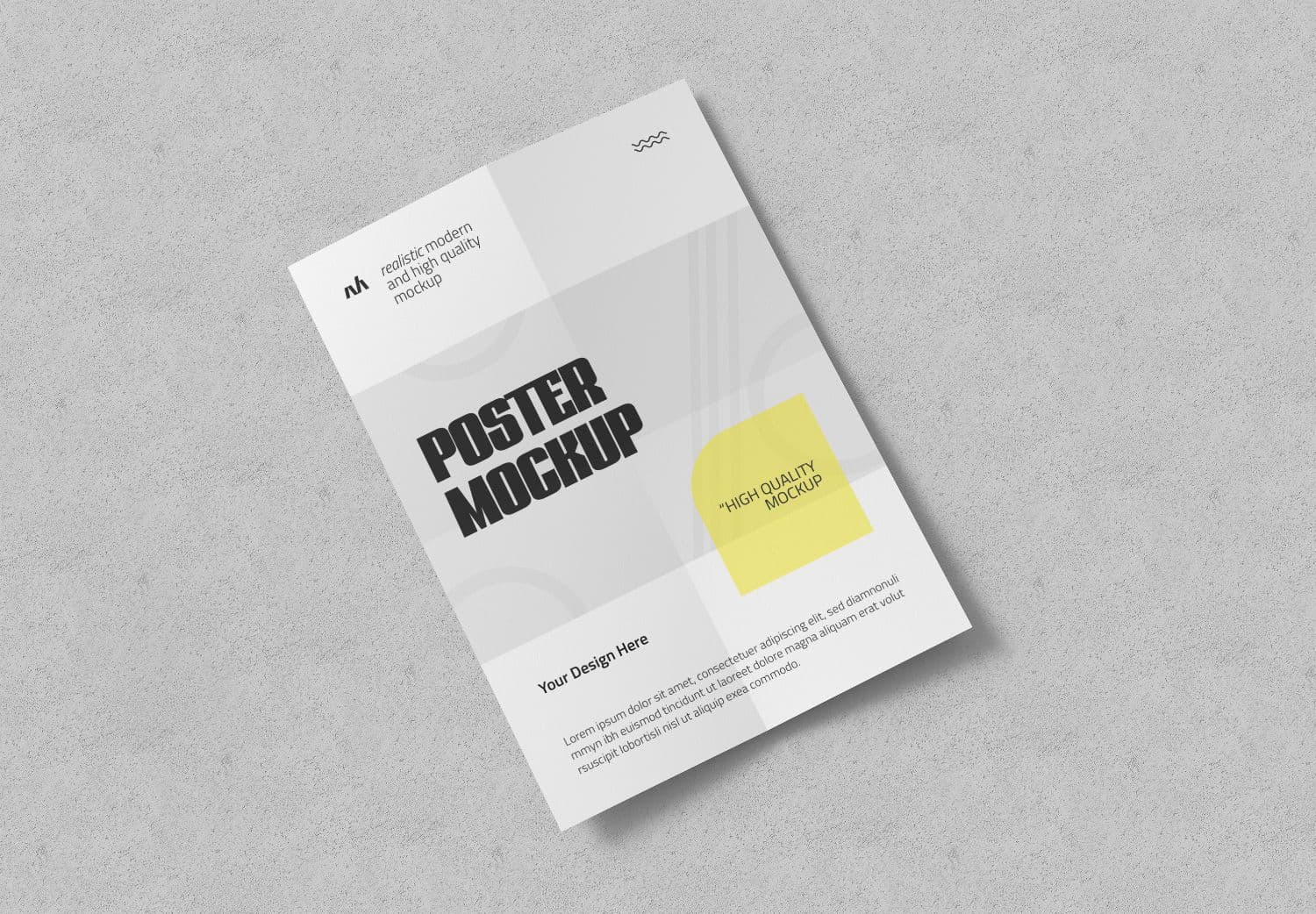 Realistic Poster Mockup on Textured Gray Concrete Background