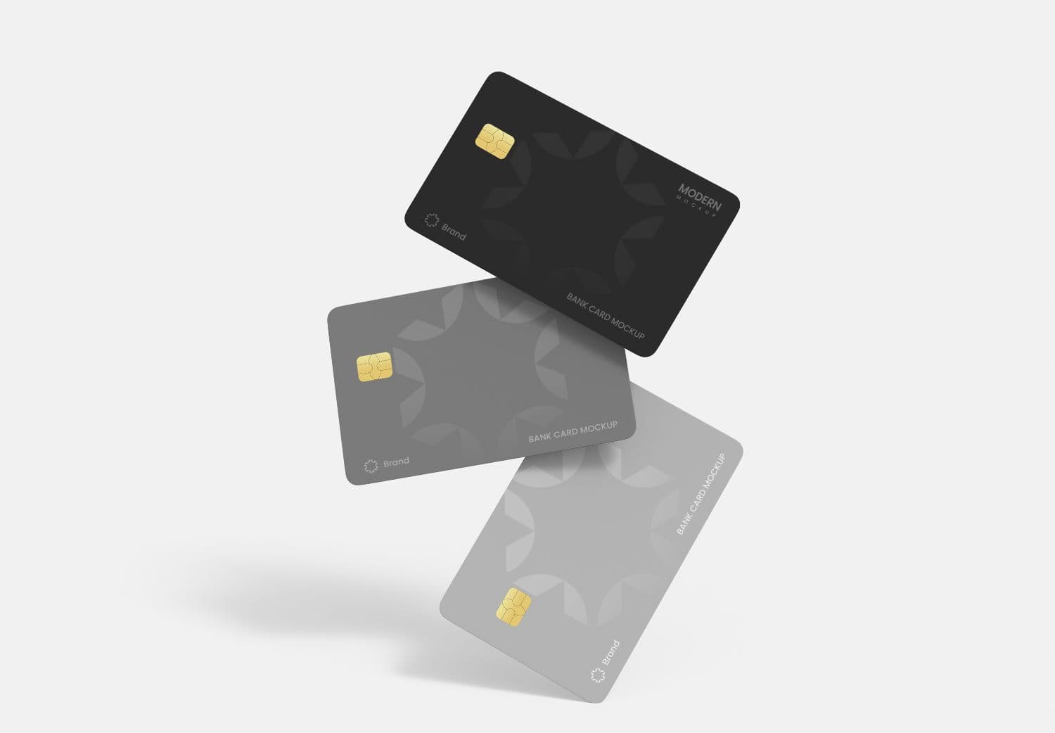 Modern Black Gray Card Mockup Set