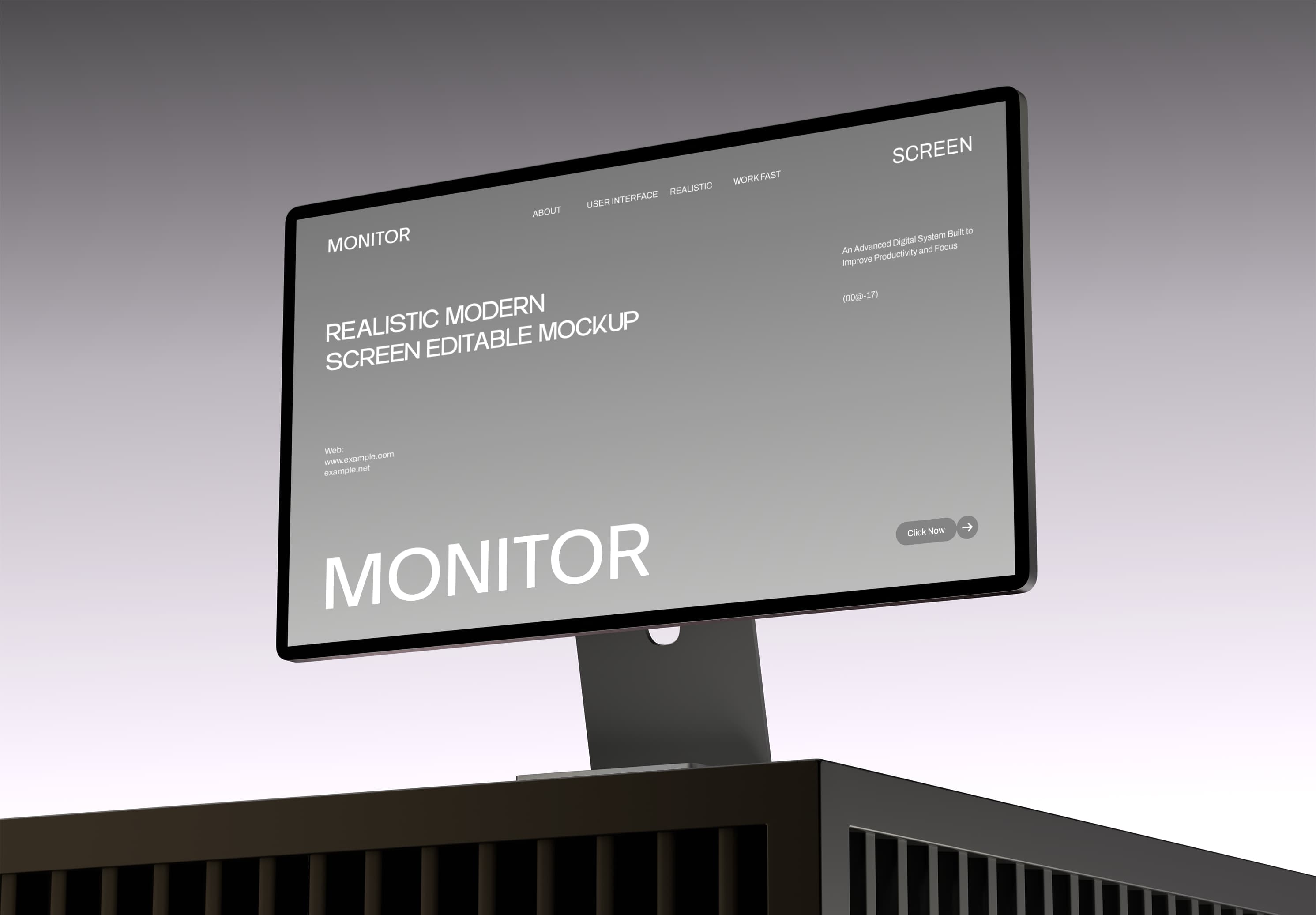 Modern iMac Monitor Screen Mockup