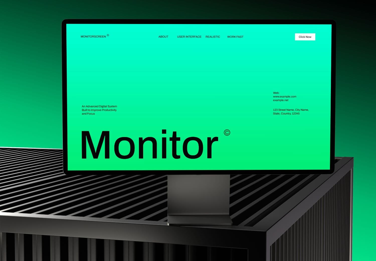 Realistic Monitor Display Mockup Setup