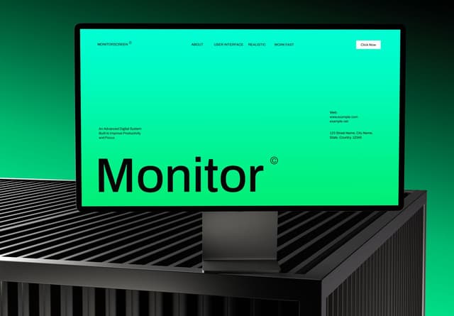Realistic Monitor Display Mockup Setup