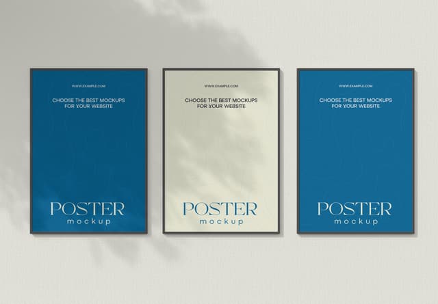 Triple Poster Mockup Display for Websites