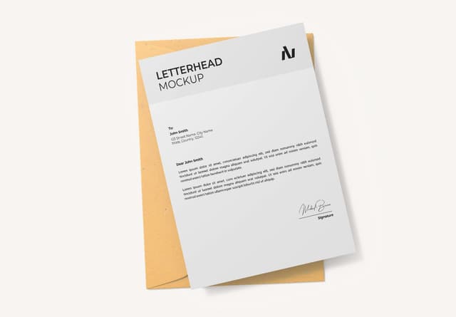 Realistic Letterhead and Envelope Mockup