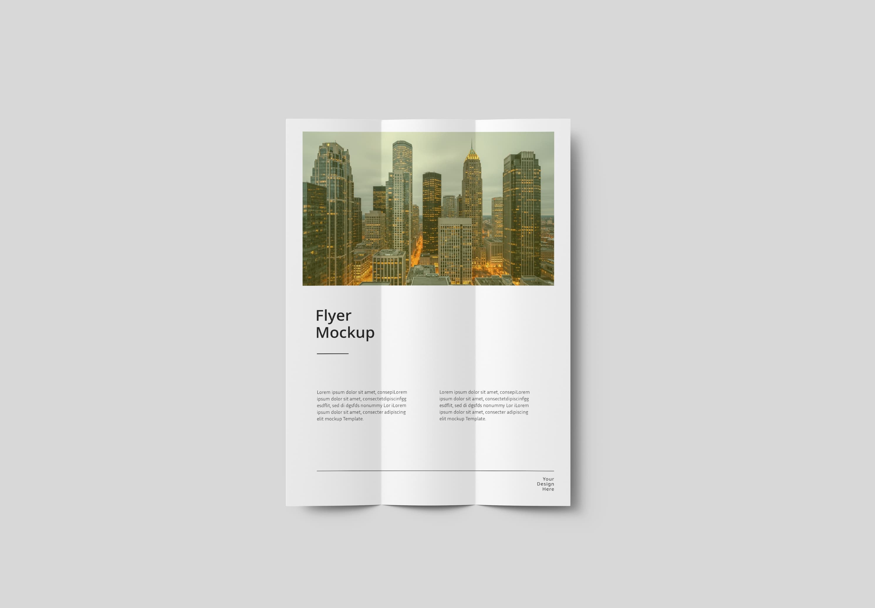 Realistic Tri-fold Flyer Mockup with Cityscape