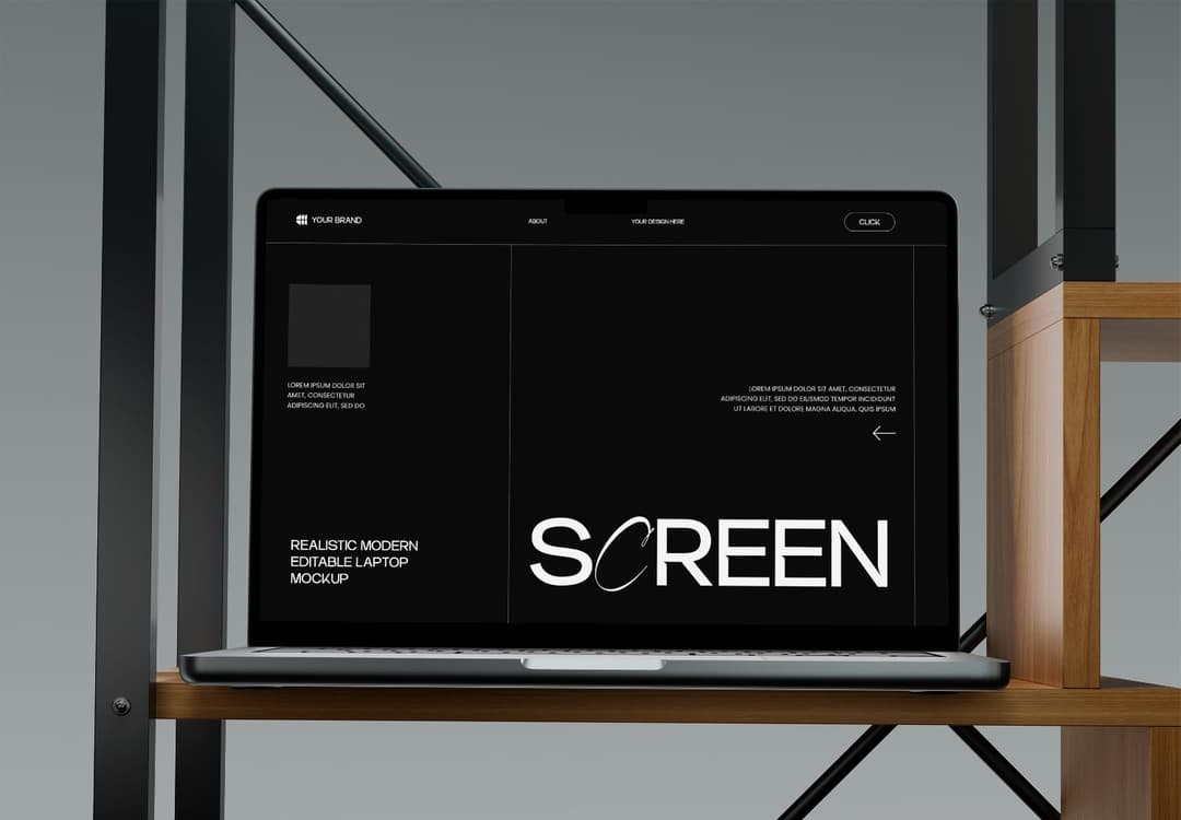 Realistic Modern Editable Laptop Screen Mockup for Designers