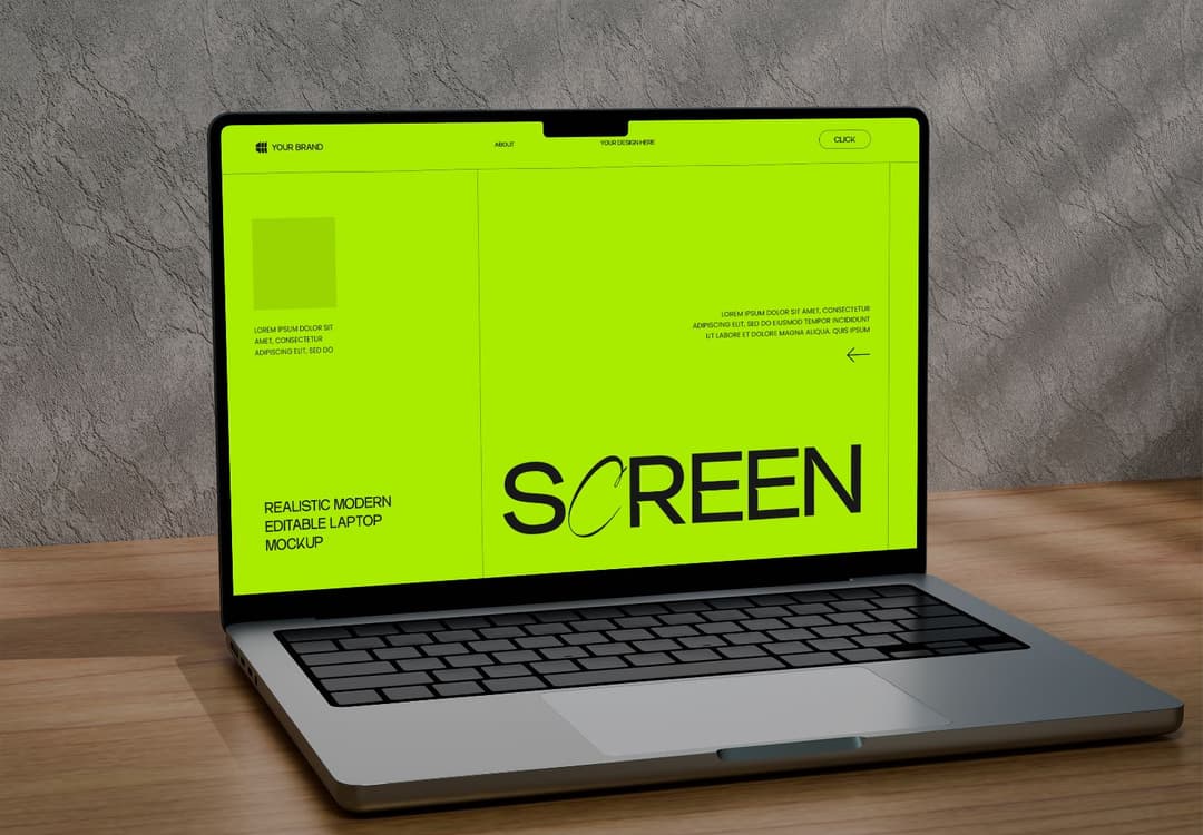 Vibrant Green Screen Laptop Mockup for Web Design Projects
