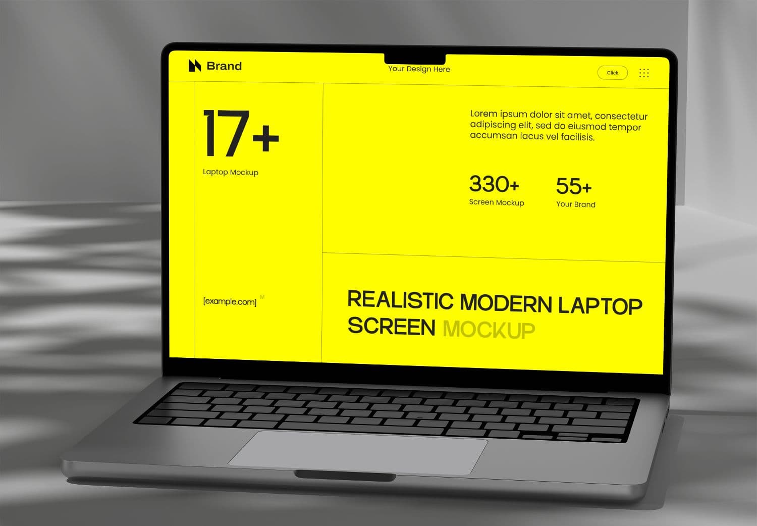 Vibrant Yellow 17+ Modern Laptop Screen Mockup Design | MockupHive
