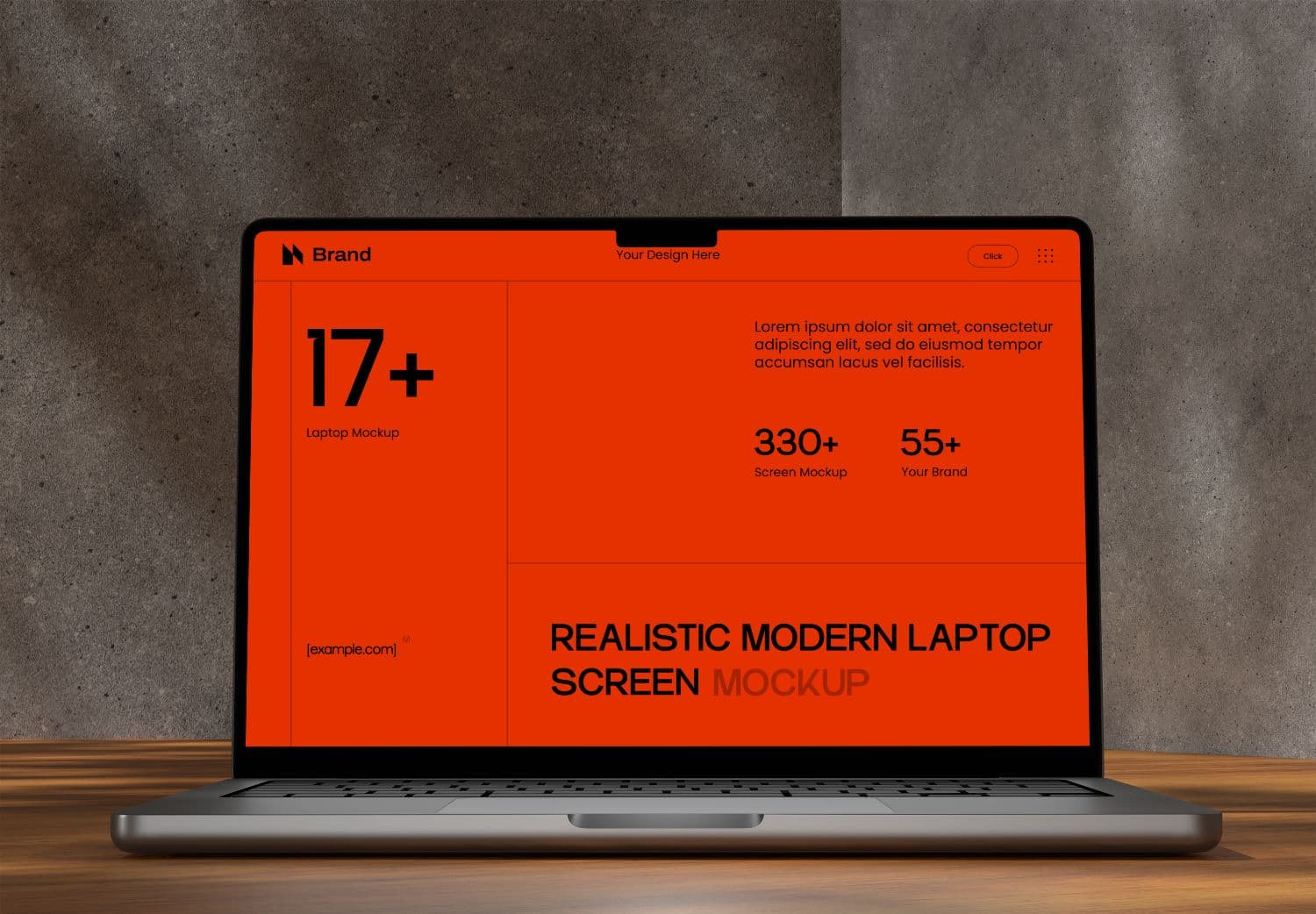 Modern Laptop Screen Mockup PSD for UI, Website & Branding Presentation