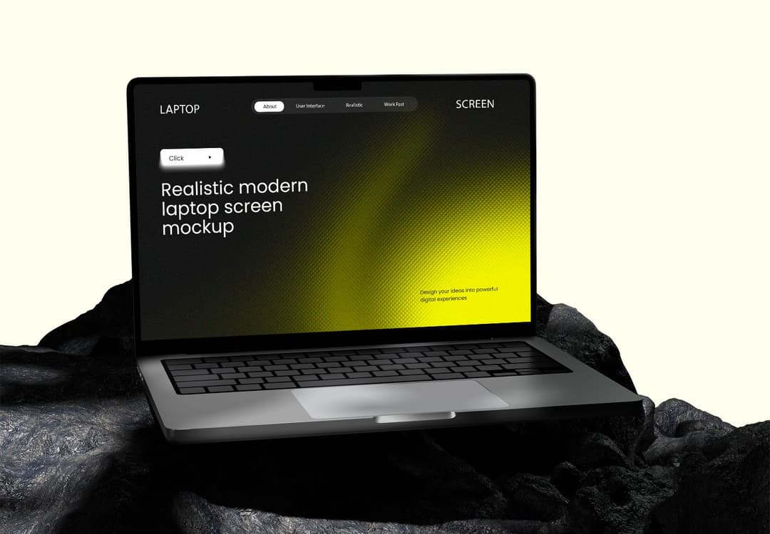 Dark Yellow Gradient Laptop Screen Mockup | MockupHive