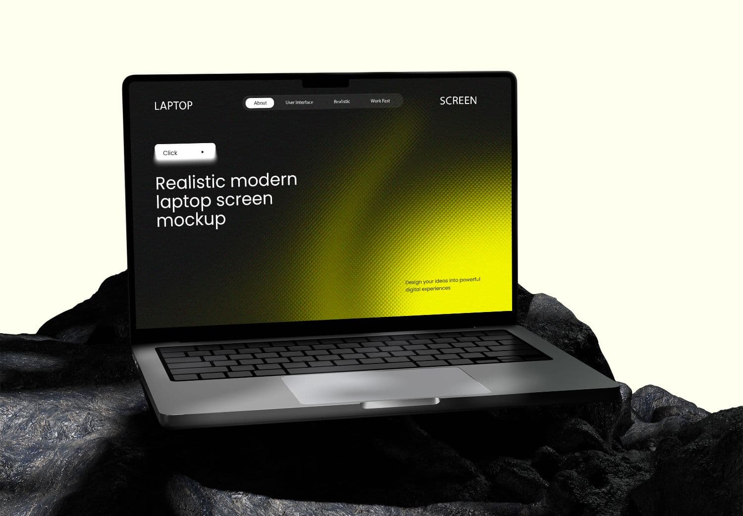 Dark Yellow Gradient Laptop Screen Mockup | MockupHive