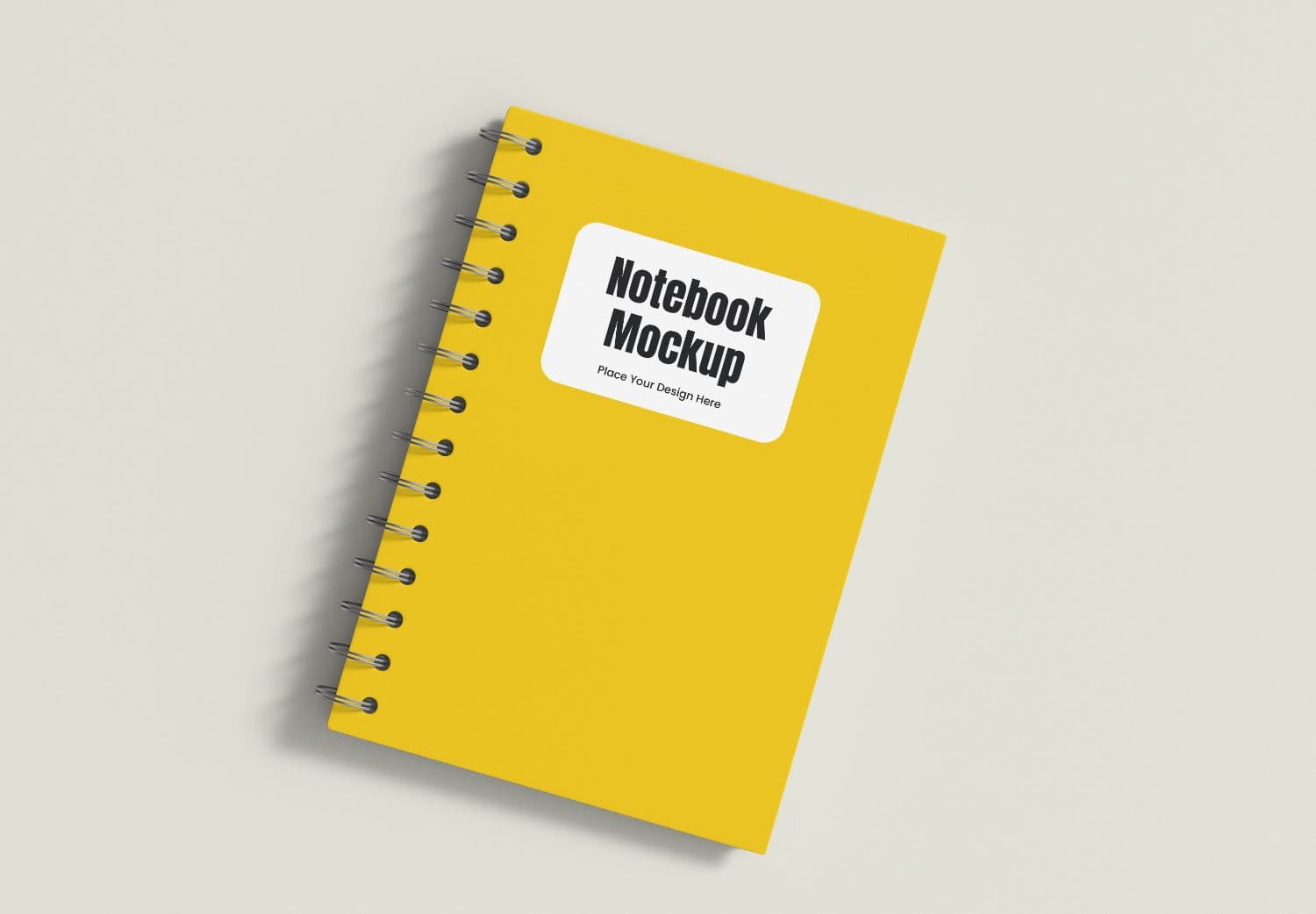 Yellow Spiral Notebook Mockup Top View | MockupHive