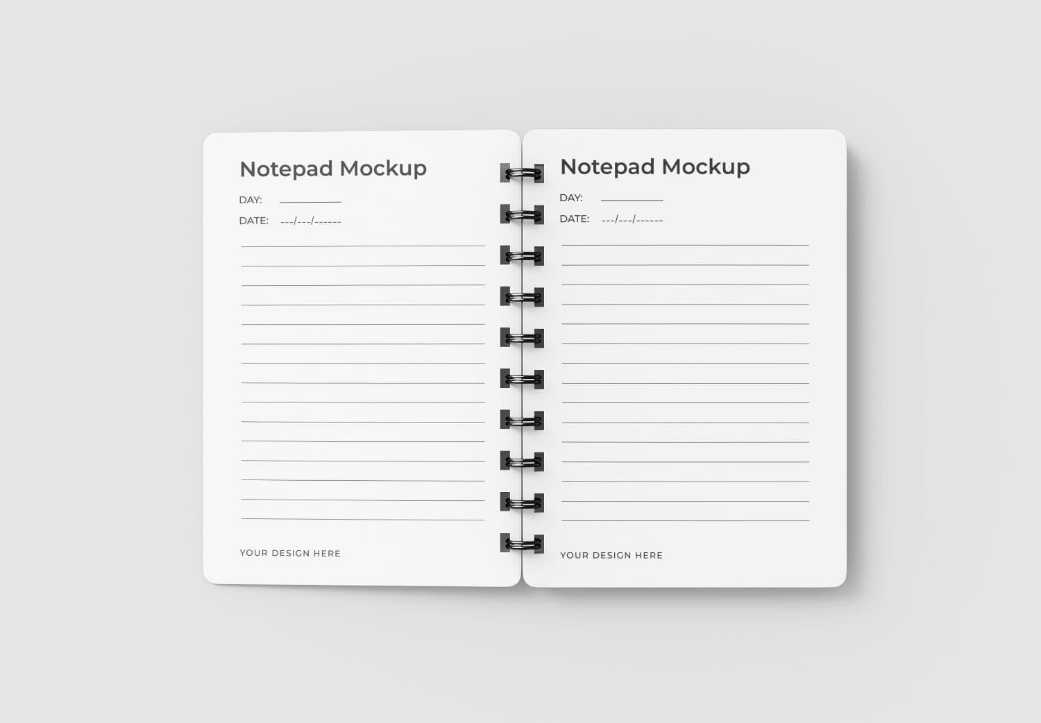 Open Disc-Bound Notepad Mockup Spread View