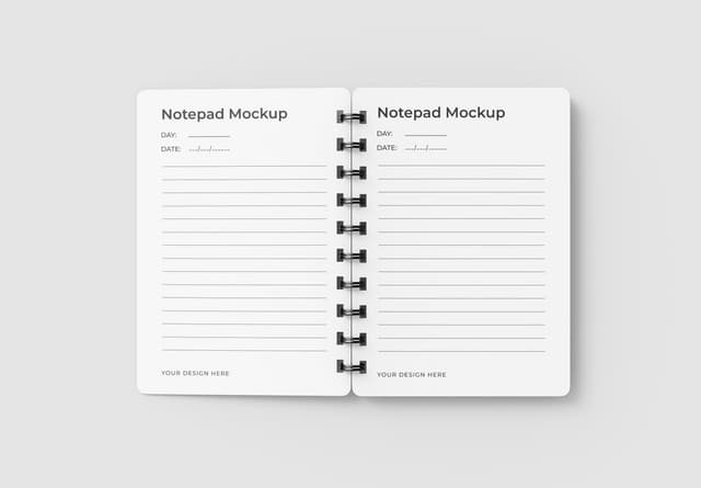 Open Disc-Bound Notepad Mockup Spread View