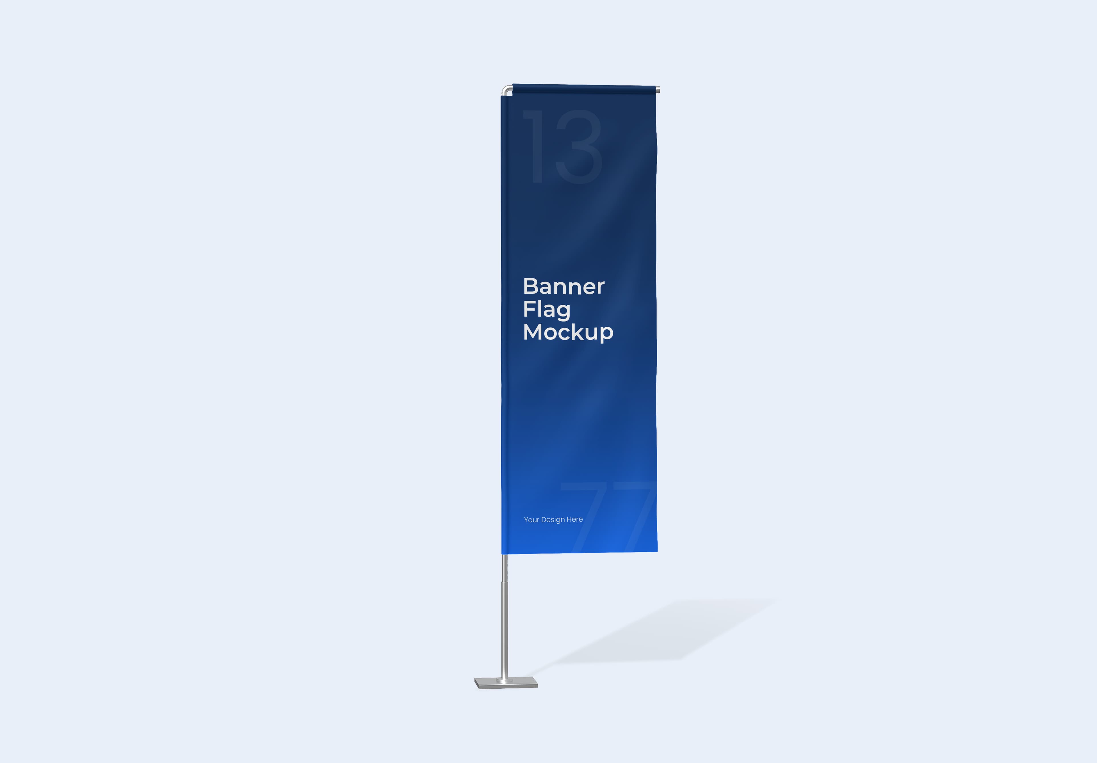 Free Vertical Banner Flag Stand Mockup For Advertising