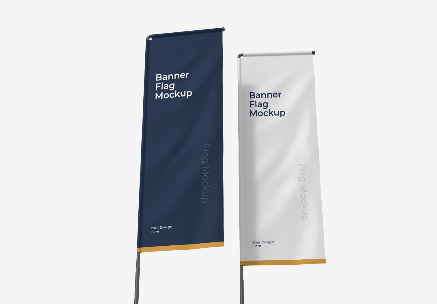 Vertical Banner Flag Mockup Set Blue White