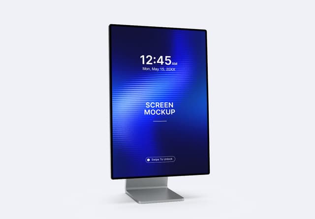 Blue Desktop Monitor Screen Mockup Display