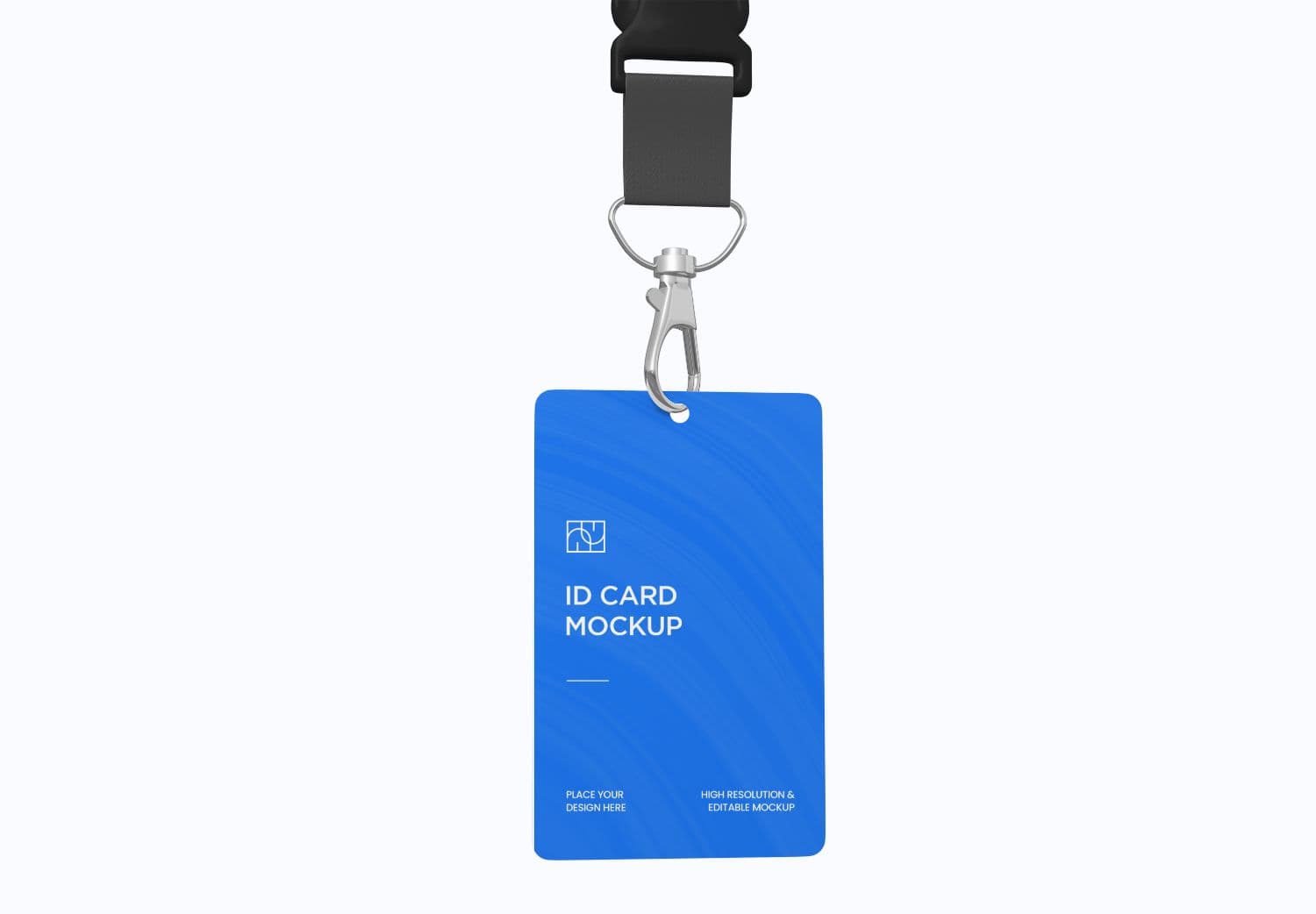 Blue ID Card Badge Lanyard Mockup Free