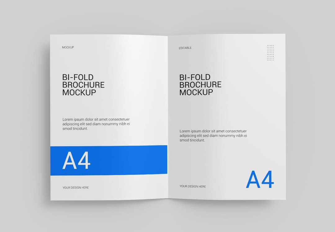 Bi-Fold Brochure A4 Mockup Open View | MockupHive