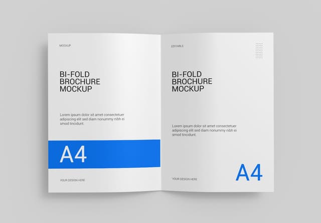Bi-Fold Brochure A4 Mockup Open View