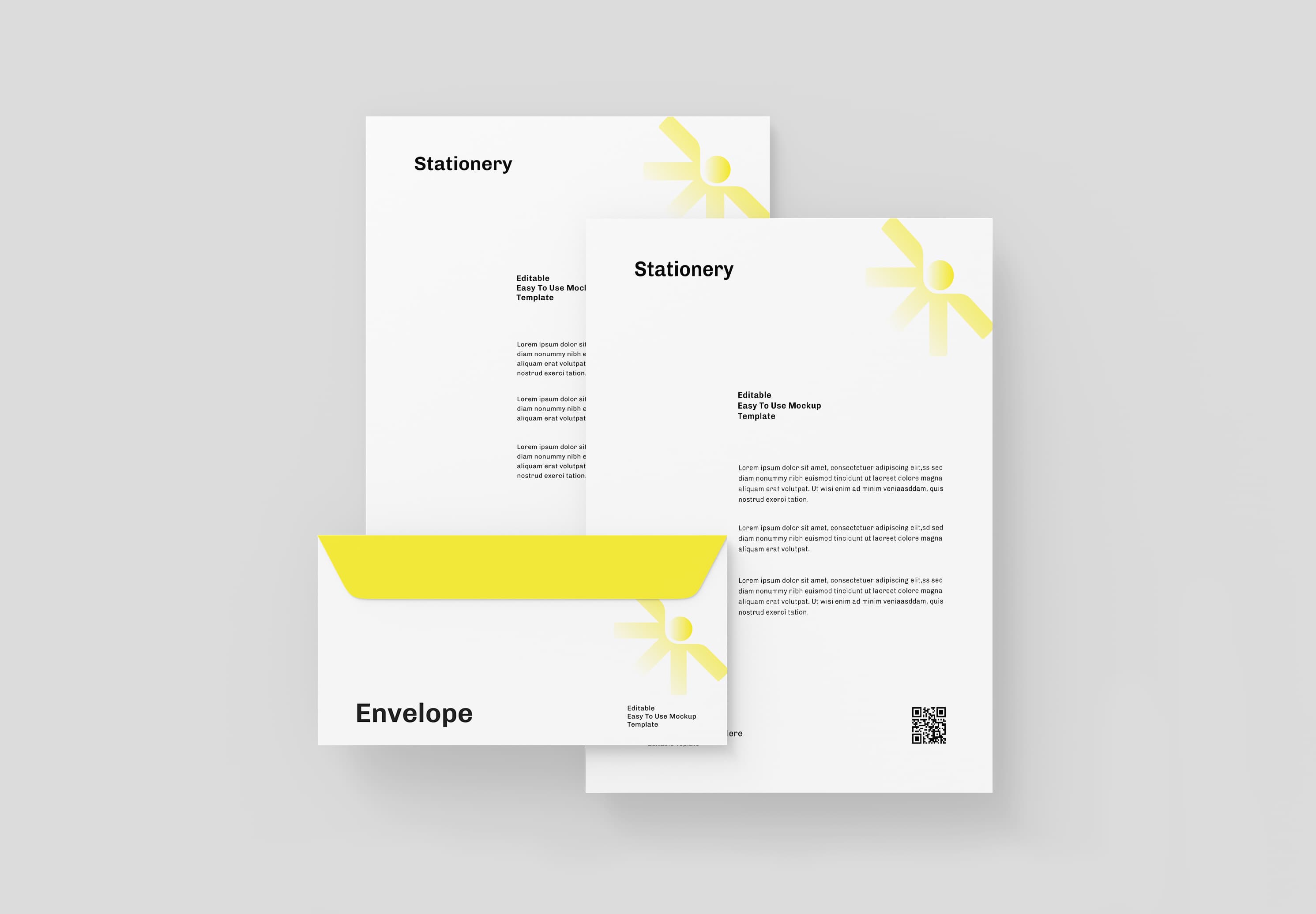 Professional Yellow Stationery Letterhead Envelope Mockup
