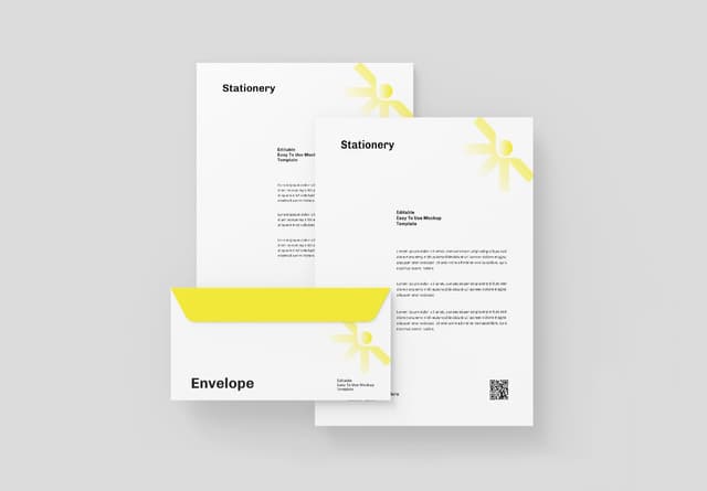 Professional Yellow Stationery Letterhead Envelope Mockup