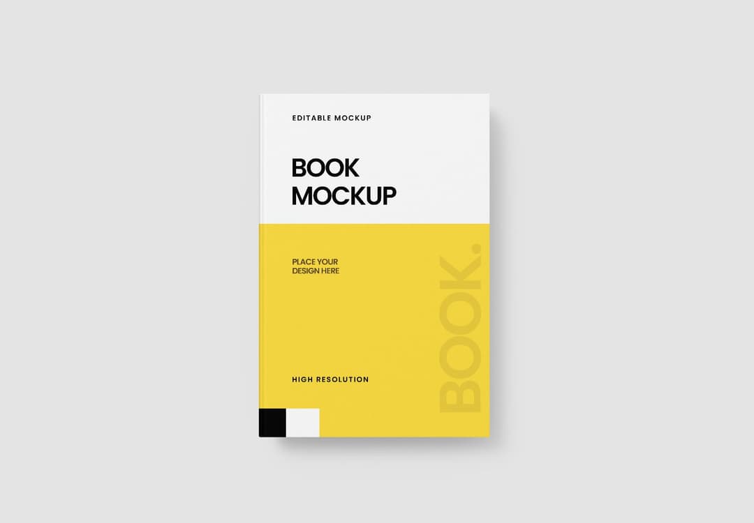 Editable Yellow Book Cover Mockup Vertical View