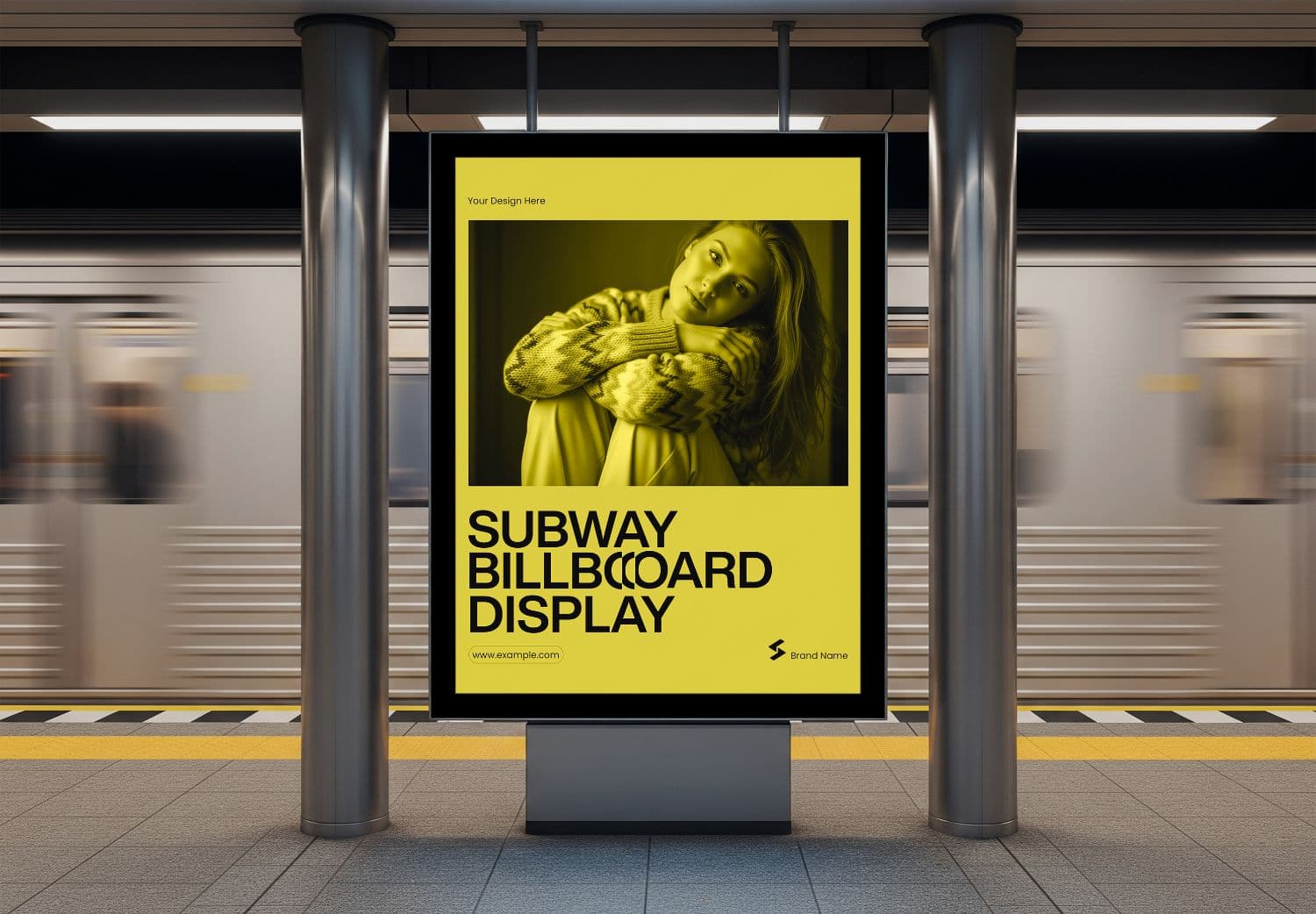Realistic Subway Billboard Mockup for Advertising Design