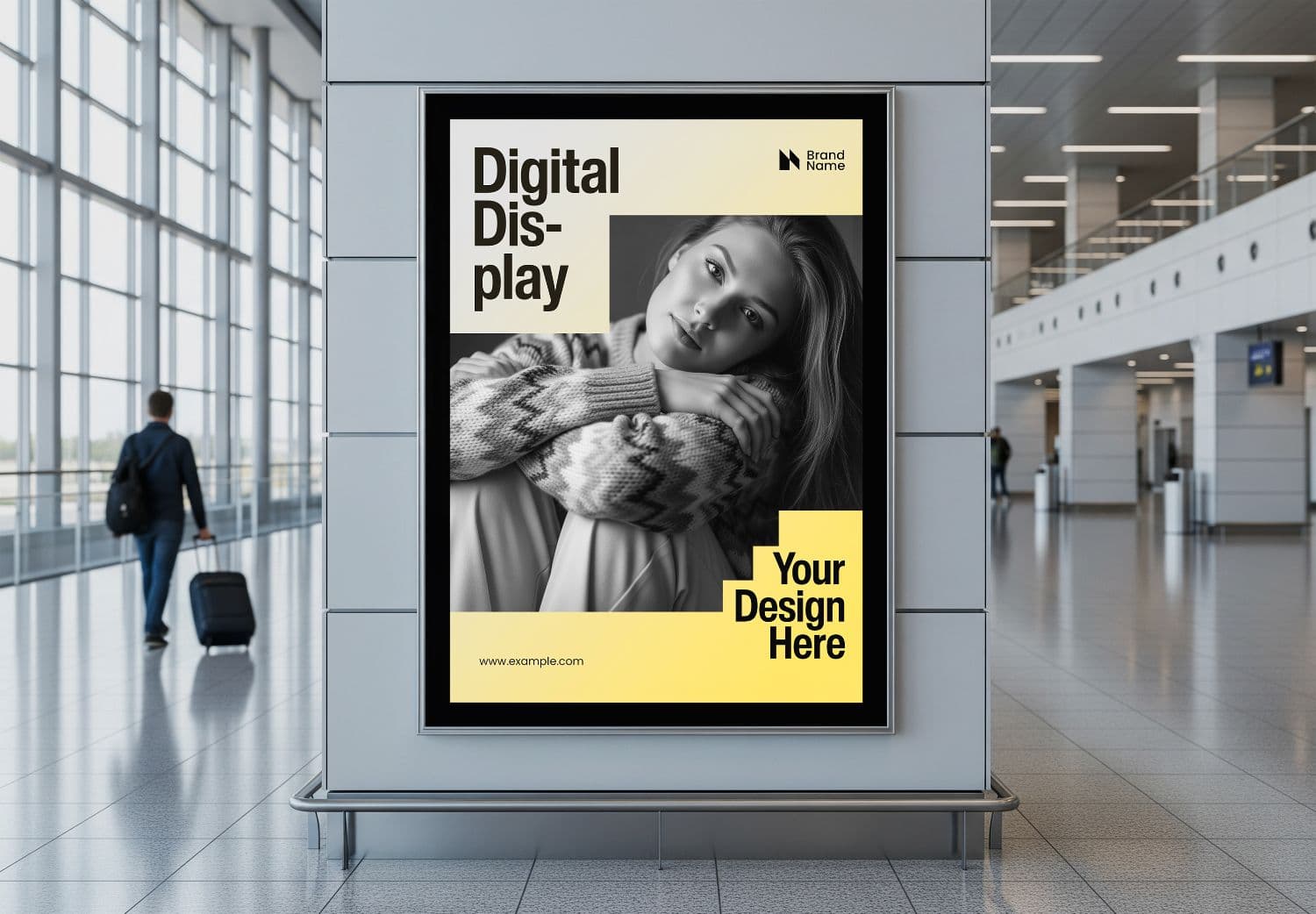 Realistic Airport Digital Display Signage Mockup for Brand Promotions
