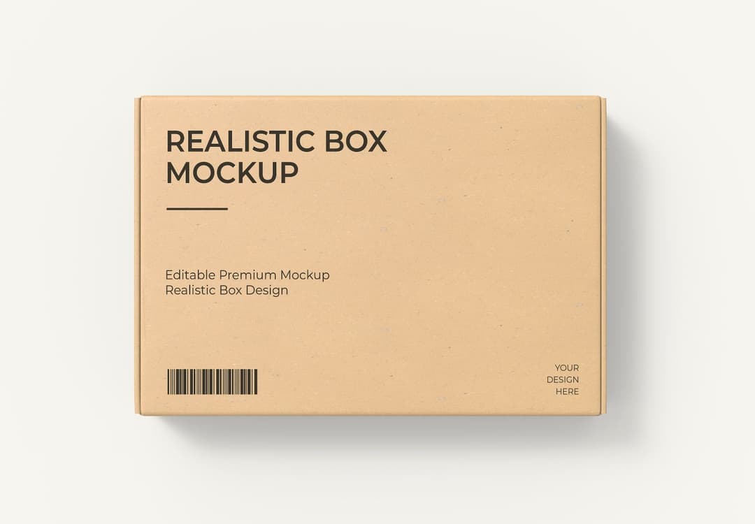 Kraft Cardboard Box Mockup with Barcode