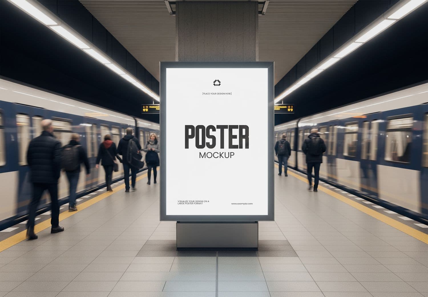Realistic Subway Station Poster Mockup for Urban Advertising