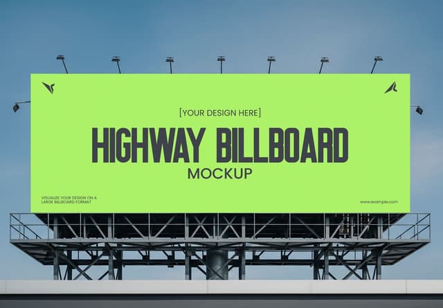 Green Highway Billboard Mockup Display
