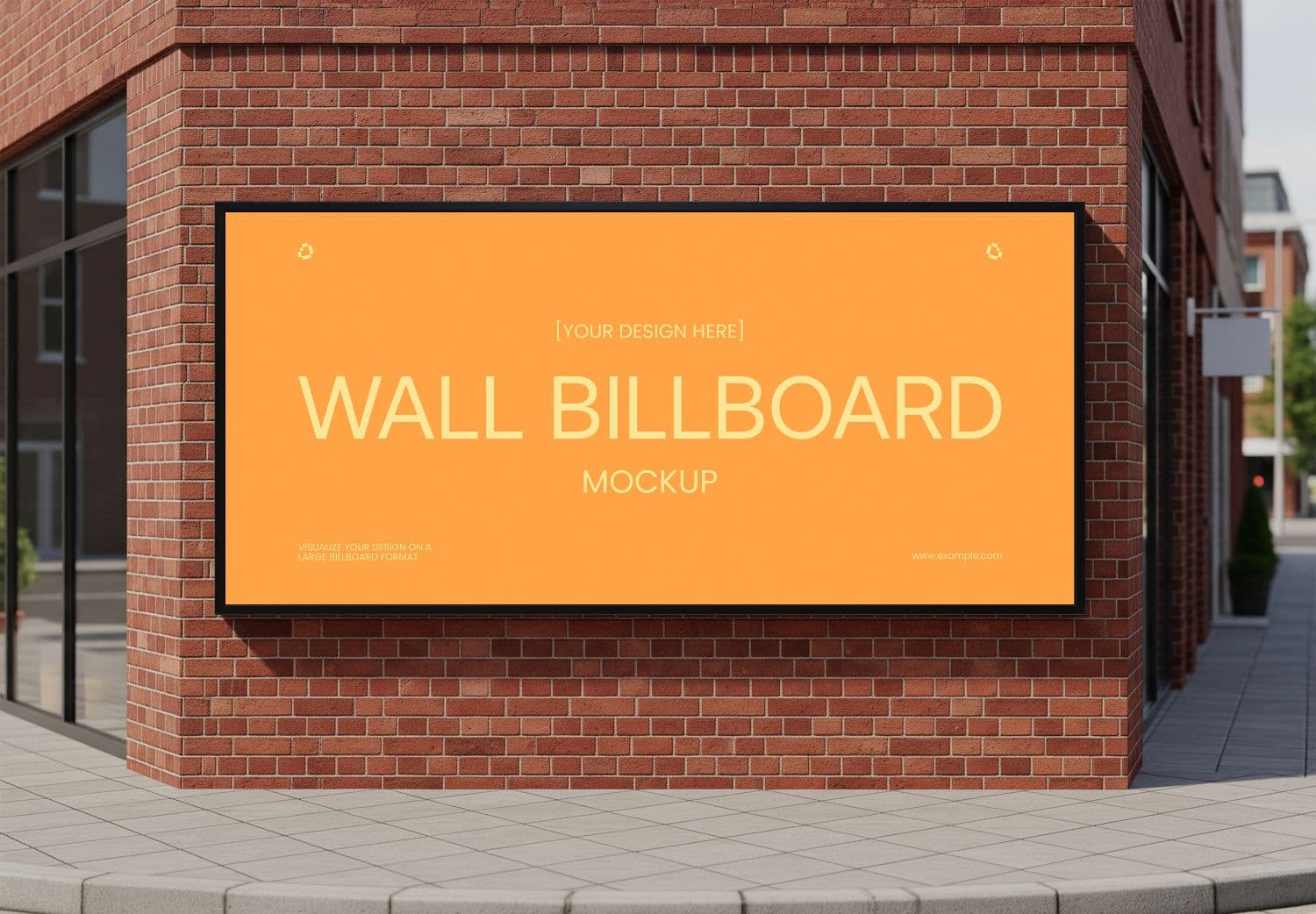 Realistic Orange Wall Billboard Mockup for Advertising