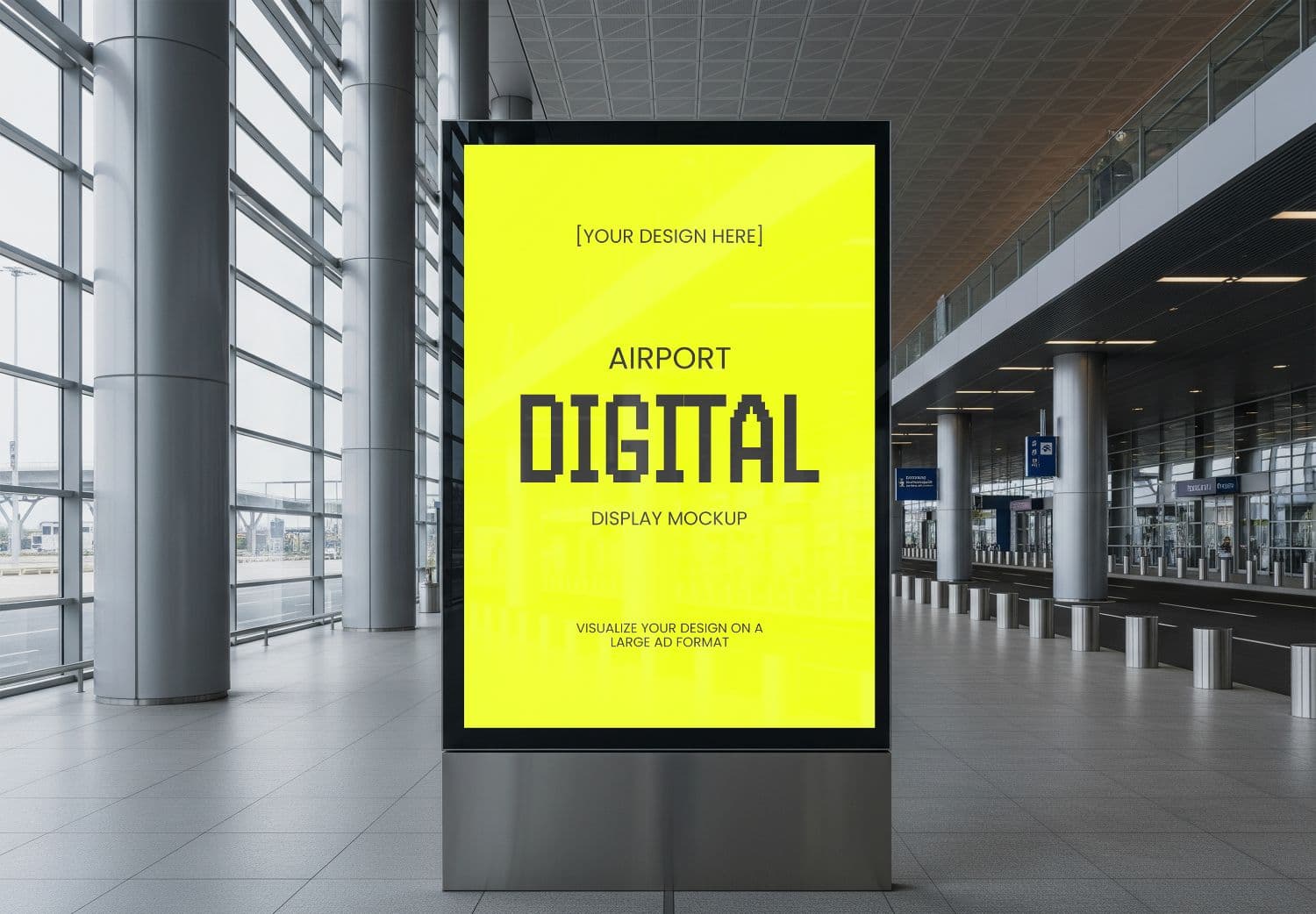 Realistic Airport Digital Display Mockup for Branding