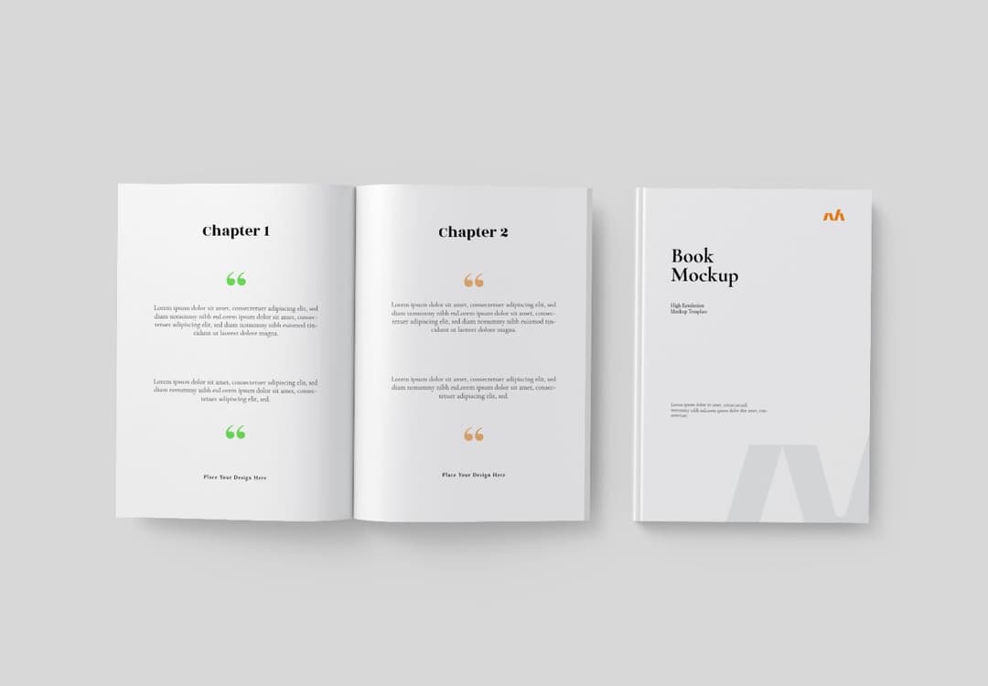Open & Closed Hardcover Book Mockup