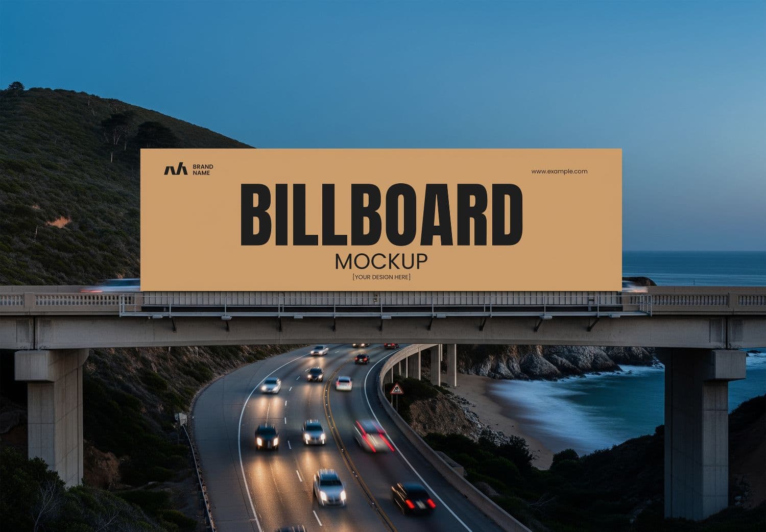 Coastal Highway Bridge Billboard Mockup for Branding Projects