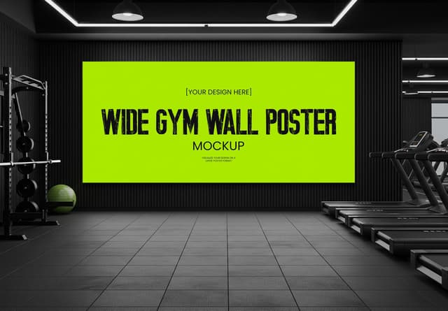 Wide Gym Wall Poster Mockup for Fitness Centers
