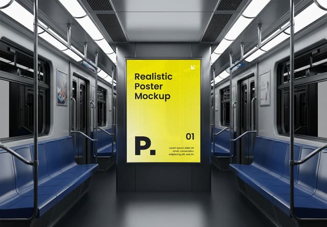 Realistic Subway Train Poster Mockup Display