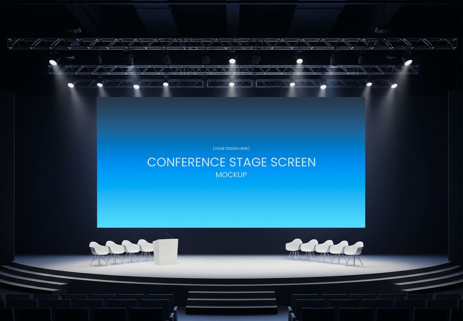 Professional Conference Stage Screen Mockup Display