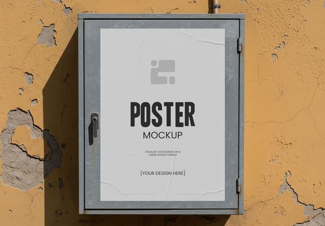 Bulletin Board Poster Mockup on Textured Wall