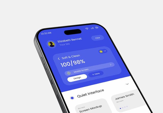 Blue iPhone App Interface Screen Mockup