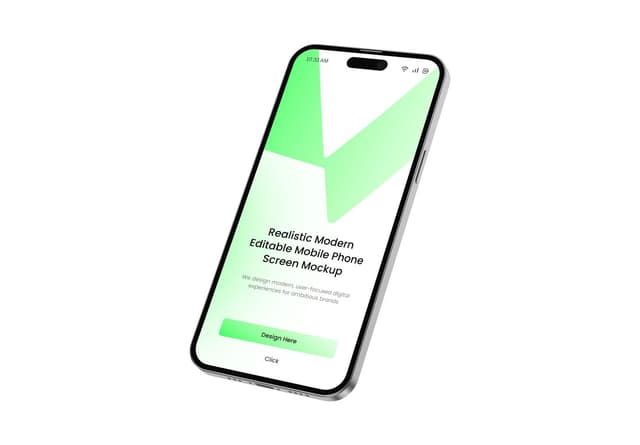 Green iPhone Screen Mockup Angled View