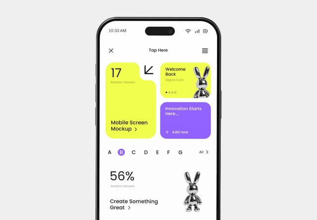 Colorful iPhone App Screen Mockup Dashboard