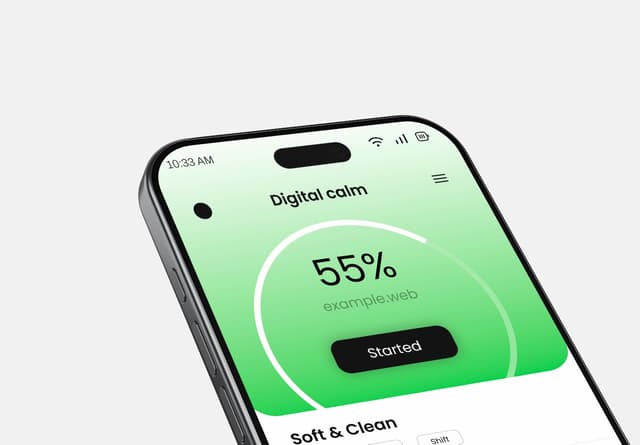 Green iPhone App Screen Mockup Digital Calm