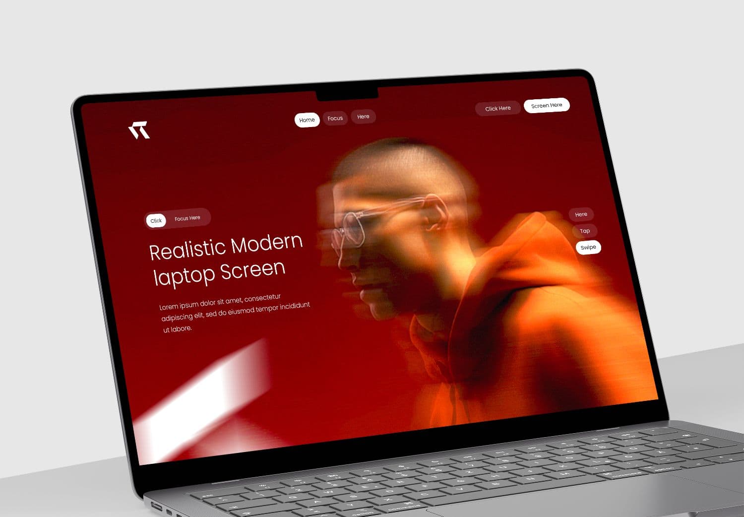 Modern Laptop Screen Mockup with Perspective View