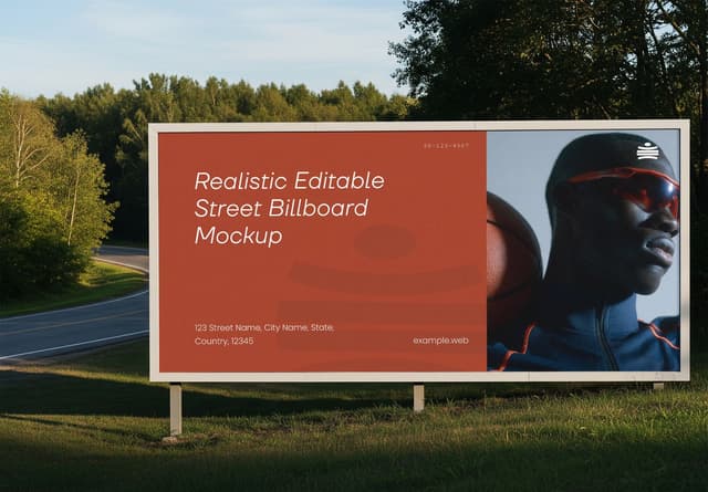 Roadside Outdoor Billboard Advertising Mockup