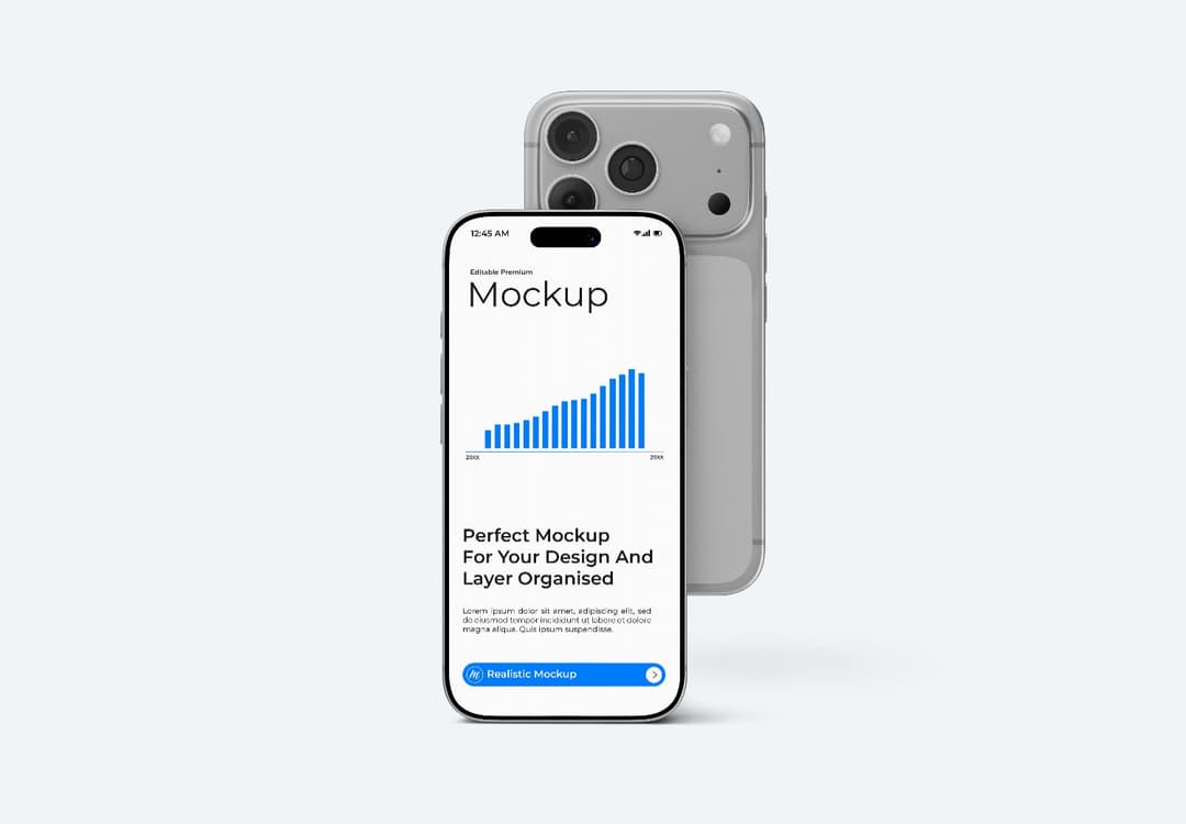 iPhone 17 Pro Front & Back Mockup – Clean PSD Template